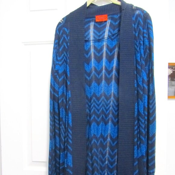 MISSONI for Target 2011 L Navy & Blue Zig Zag Chevron Long Cardigan Sweater - Picture 1 of 5